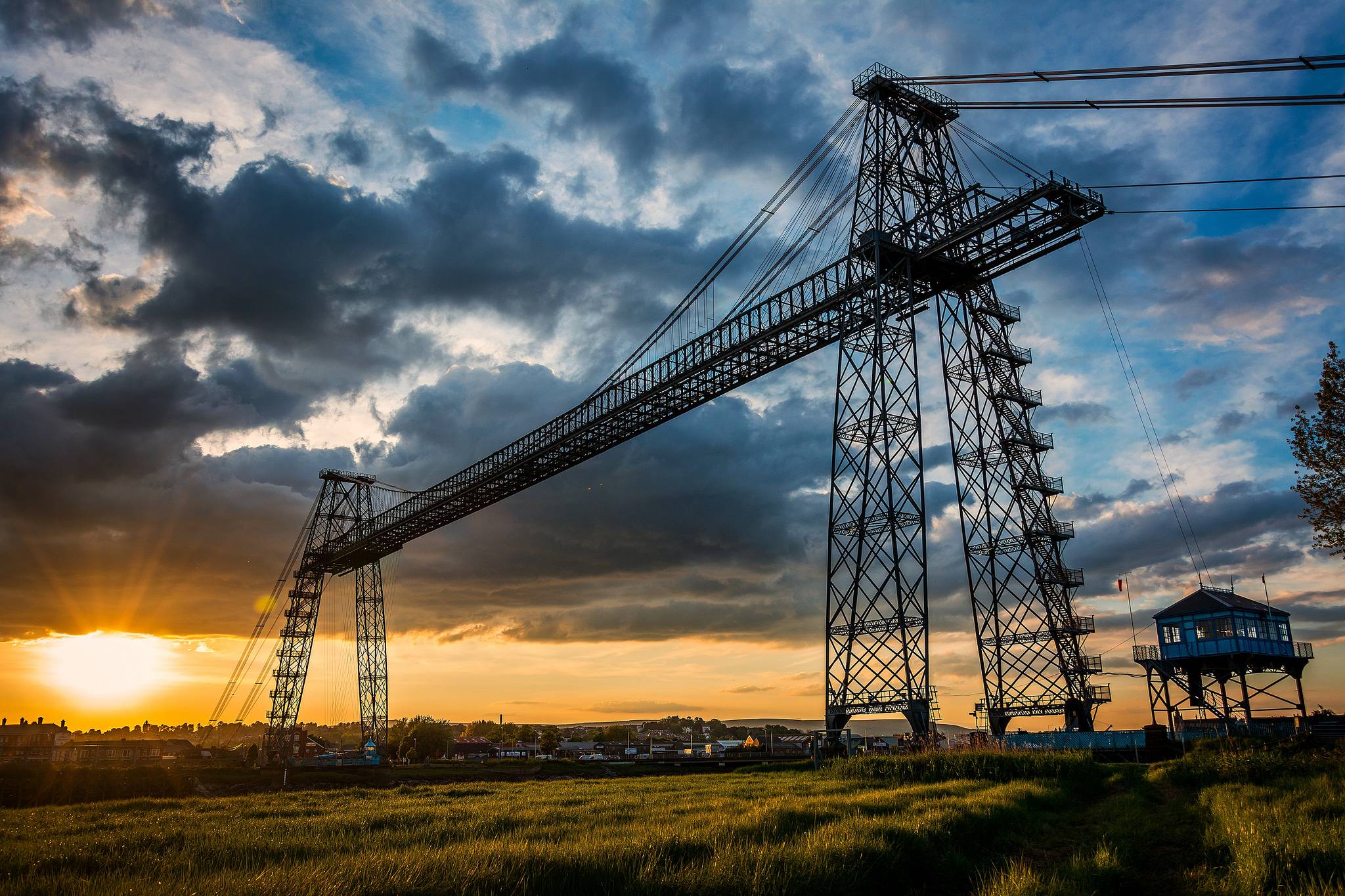 The Newport Transporter Bridge at sunset
